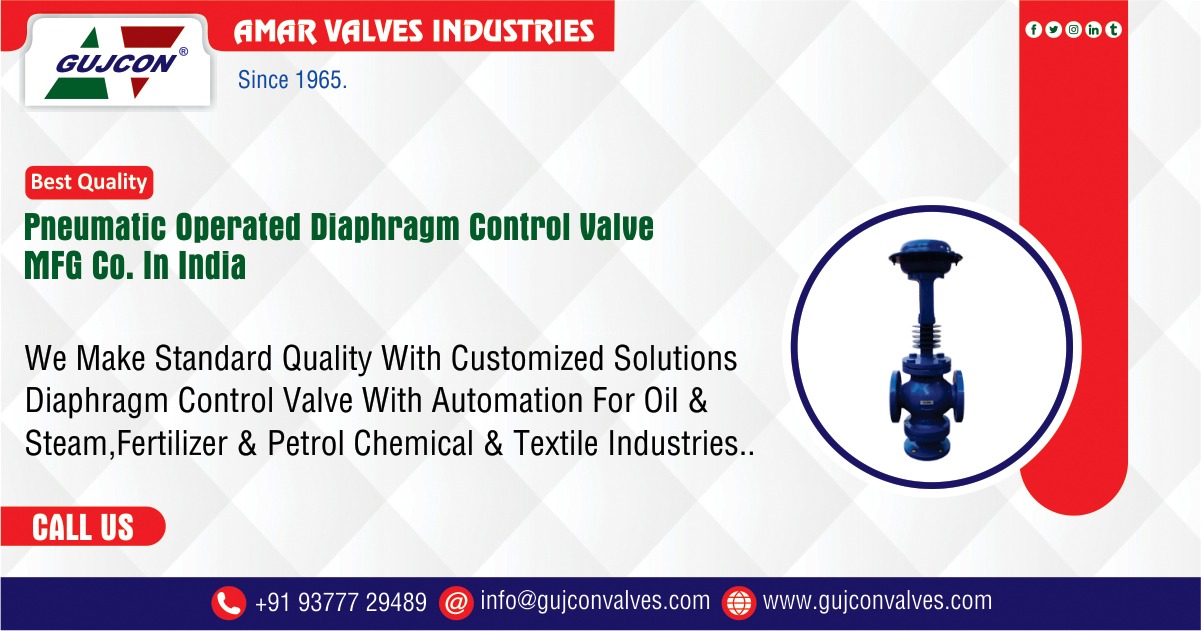 Pneumatic Operated Diaphragm Control Valve - Manufacturer in India