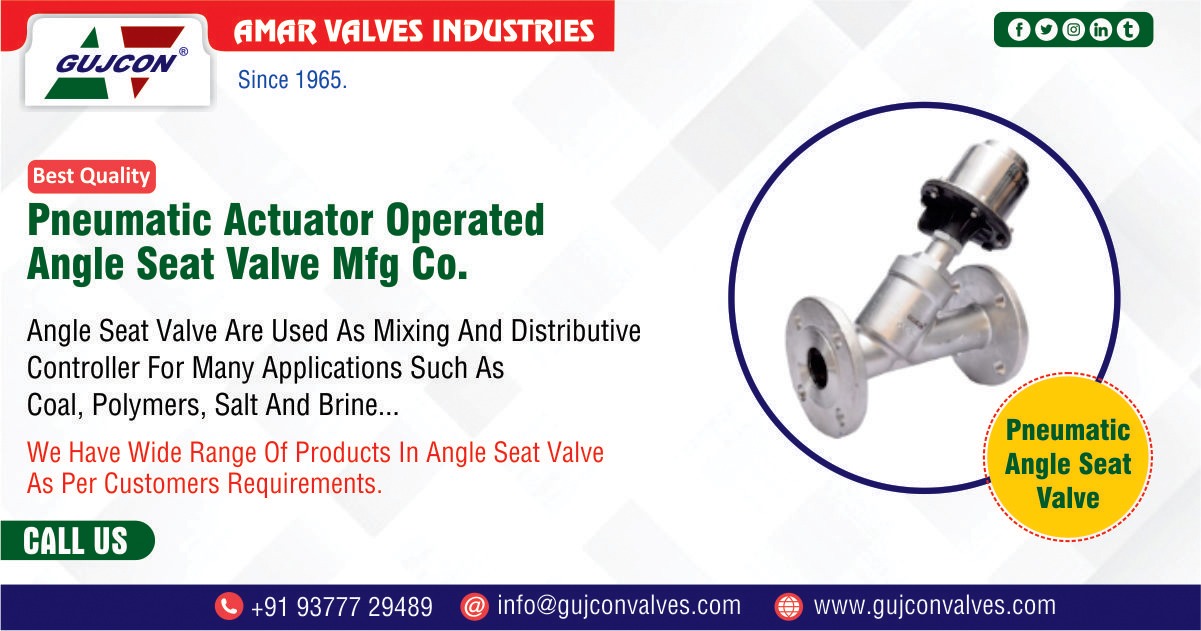 Pneumatic Actuator Operated Angle Seat Valve Producer